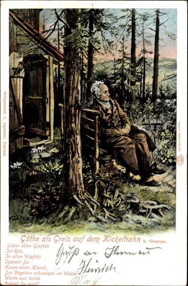 Postcard Ilmenau in Thuringia, Goethe House on the Kickelhahn, Johann Wolfgang von Goethe