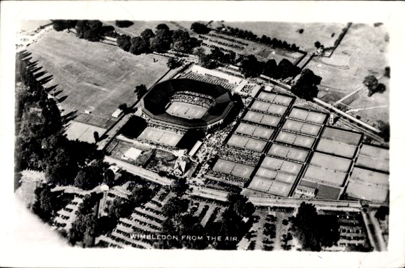 Ak Wimbledon London, Fliegeraufnahme, Stadion, Tennisplätze