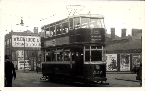 Photo Leeds Yorkshire England, tram 349, Meadow Lane, 1949