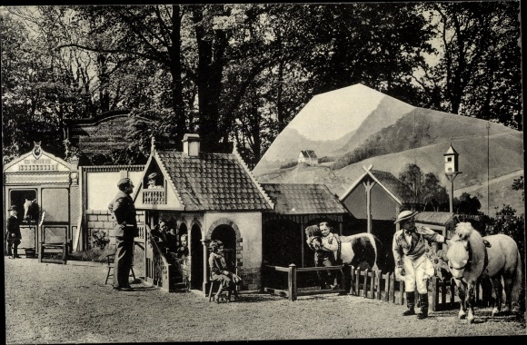 Postcard Schaefer&#39;s fairy tale town, Lilliput, Lilliputians, ponies