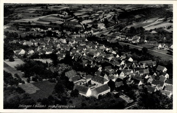 Postcard Ittlingen im Kraichgau, aerial view of Ittlingen, Baden, wide view of buildings and landscape
