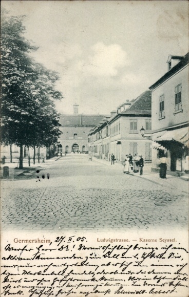 Postcard Germersheim am Rhein, Ludwigstraße, Seyssel Barracks
