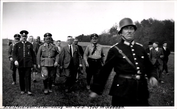 Foto Steeden Runkel an der Lahn, Kreisfeuerwehr-Verbandstag 15.5.1938, Teilnehmer in Uniform, SS