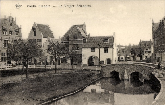 Postcard Gent Liège, World Exhibition 1913, Old Flanders, Le Verger Zelandais