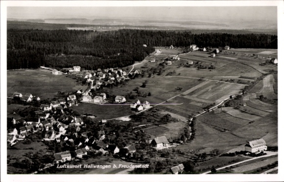 Postcard Hallwangen Dornstetten in the Black Forest Württemberg, aerial photograph