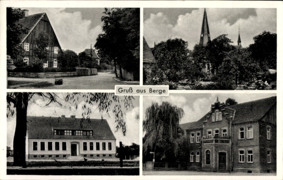 Postcard Berge Anröchte North Rhine Westphalia, Gasthof Th. Peters, church, building