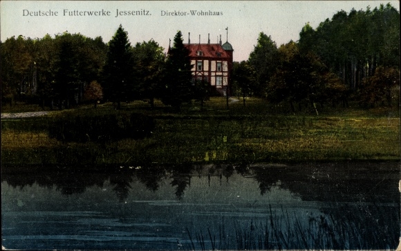 Postcard Jessenitz Lübtheen, German feed works, director&#39;s house