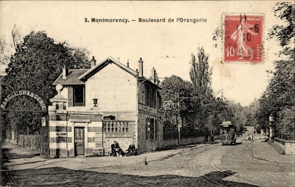 Ak Montmorency Val d’Oise, Boulevard de l'Orangerie, Gebäude, Straßenbahnschienen, Natur