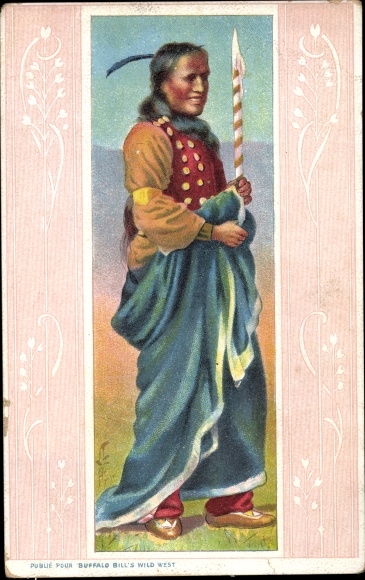 Ak Indianerin mit Speer, Buffalo Bill's Wild West Show