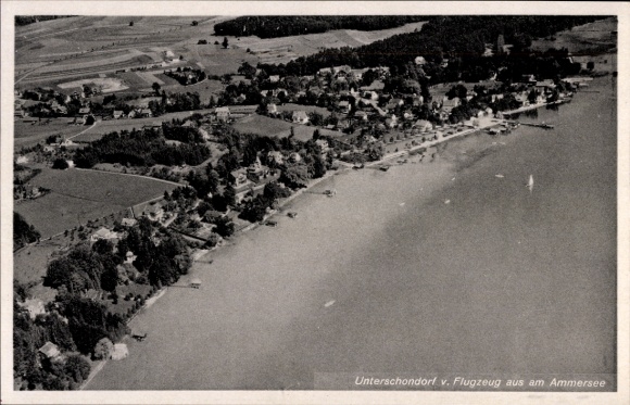 Ak Unterschondorf Schondorf am Ammersee Opper-Beieren, stadszicht, luchtfoto