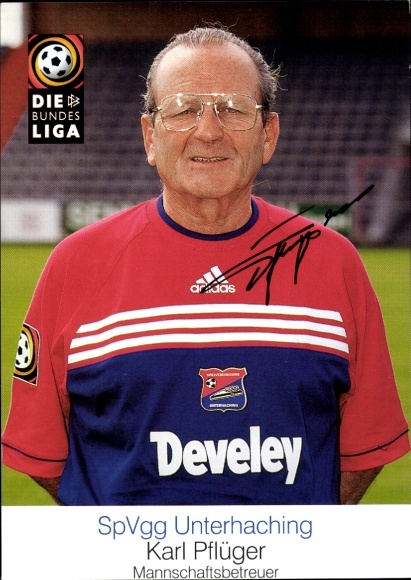 Autograph card team manager Karl Pflüger, SpVgg Unterhaching, autograph