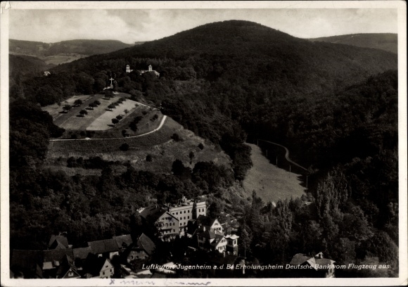 Ak Jugenheim aan de Bergstrasse Hessen, rusthuis Deutsche Bank, luchtfoto