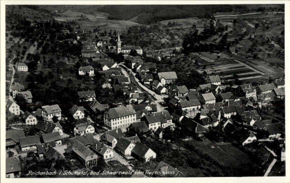 Ak Reichenbach im Schuttertal Lahr im Schwarzwald Baden, Luftaufnahme von Reichenbach, Schwarzwal
