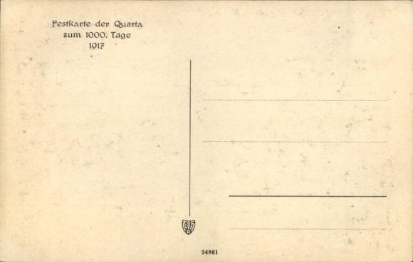 Studentika Postcard Dresden Strehlen, Royal Friedrich August Seminar, festival card of the fourth year 1917