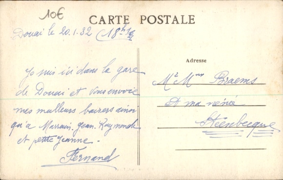 Postcard Douai Nord, train station