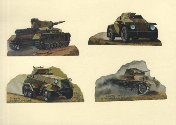 4 wafers WW2, Wehrmacht, tank, size approx. 6.5 x 12 cm