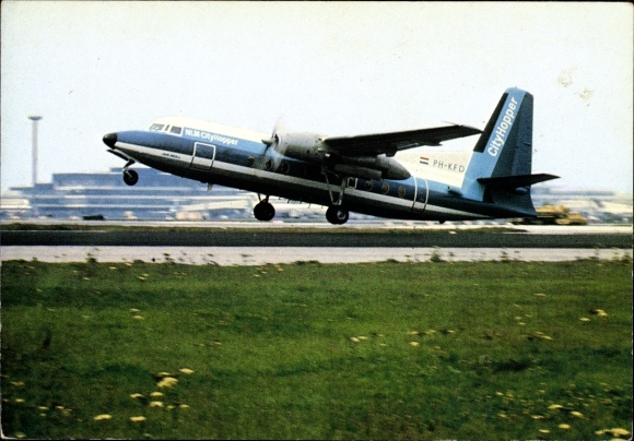 Postcard passenger aircraft, Fokker Friendship, City Hopper