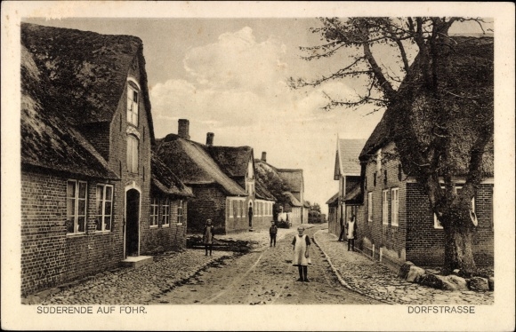 Postcard Süderende Insel Föhr in North Friesland, Dorfstrasse