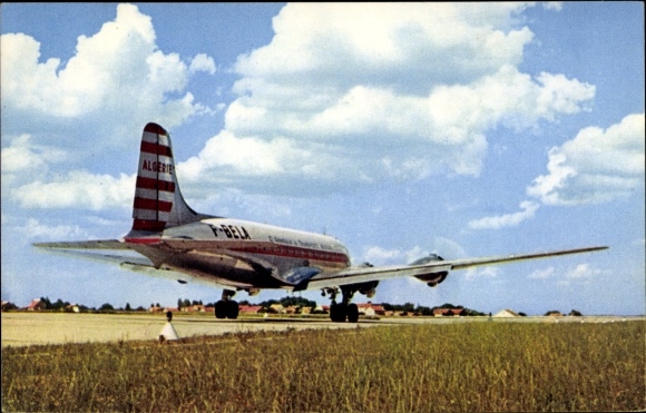 Postcard Algerian Passenger Aircraft, Douglas DC 4, Cie Air Algerie, F BELA