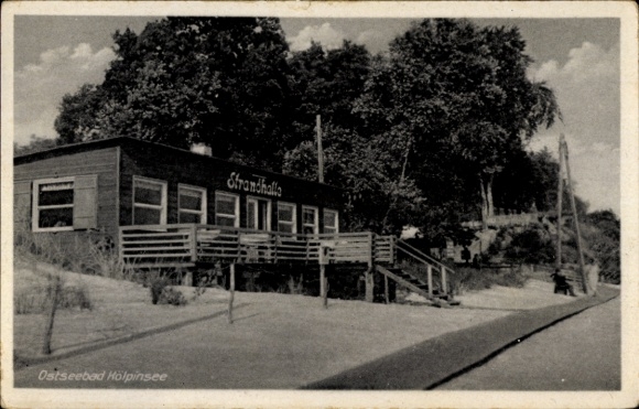 Postcard Ostseebad Kölpinsee on Usedom, beach hall