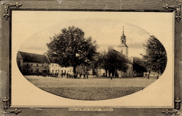 Passepartout Postcard Wendisch Buchholz Märkisch Buchholz Dahme Spreewald, market square
