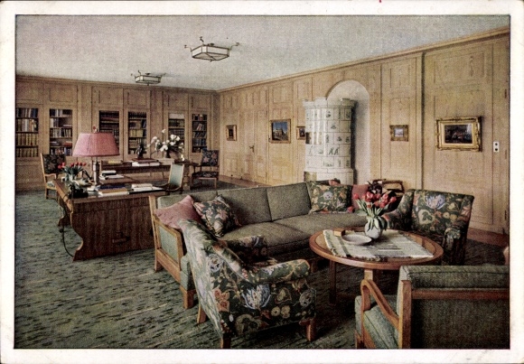 Ak Obersalzberg Berchtesgaden in Oberbayern, Berghof Wachenfeld, Hitlers Arbeitszimmer