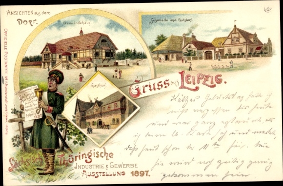 lito Leipzig w Saksonii, Saksonia. Wystawa przemysłowa i handlowa Turyngii 1897, kuźnia
