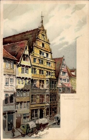 Kunstenaar litho Hammel, Otto, Hannover in Nedersaksen, Leibnizhaus