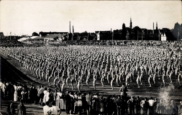 Photo Postcard Offenburg in Baden Black Forest, Gymnastics Festival, Mass Gymnastics 1952