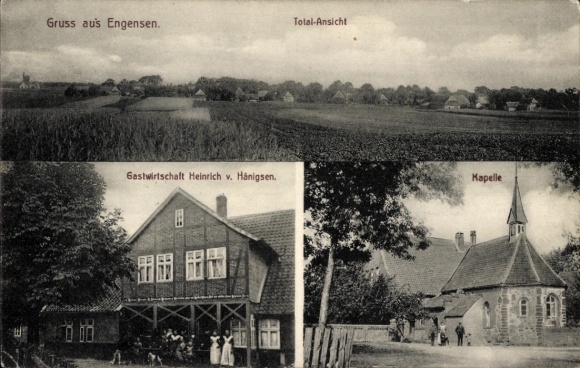 Ak Engensen Burgwedel Niedersachsen, Gesamtansicht, Kapelle, Gastwirtschaft Heinrich v. Hänigsen