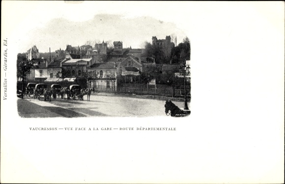 Ak Vaucresson Hauts de Seine, Vue Face a la Gare, Route Departementale
