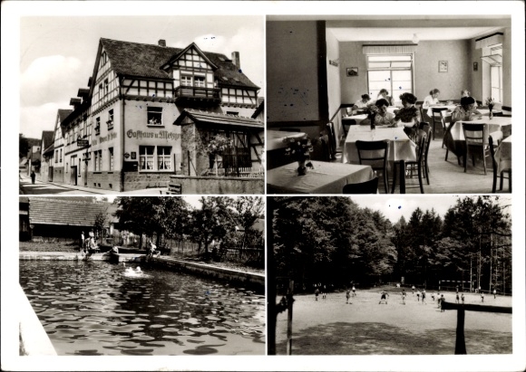 Ak Asbach Modautal in het Odenwald, pension, herberg en slagerij van August Schütz