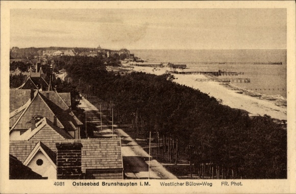 Ak Ostseebad Brunshaupten Kühlungsborn, Ostseebad  Westlicher Bülow-Weg, Küstenblick