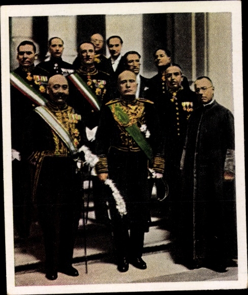 Obraz kolekcjonerski okres powojenny nr 184, luty 1932 Mussolini po przyjęciu przez Papieża, Watykan