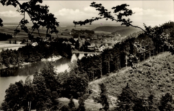 Ak Güntersberge Harzgerode in de oostelijke Harz, totaalbeeld van de stad, bos