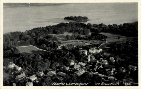 Postcard Feldafing on Lake Starnberg Upper Bavaria, aerial photograph