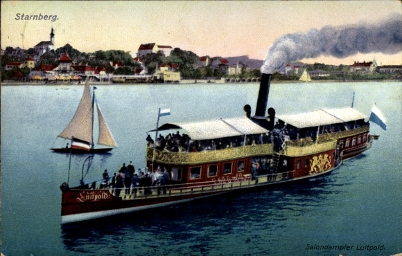 Postcard Starnberg in Upper Bavaria, salon steamer Luitpold, Lake Starnberg