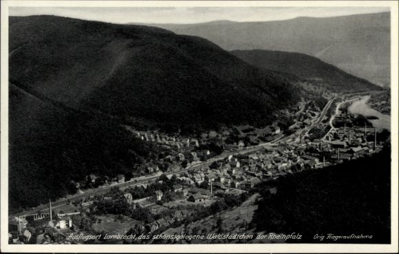 Postcard Lambrecht in the Palatinate, aerial photograph