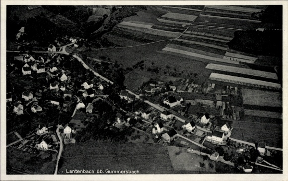 Postcard Lantenbach Gummersbach in the Oberbergischer Kreis, aerial photograph of the village