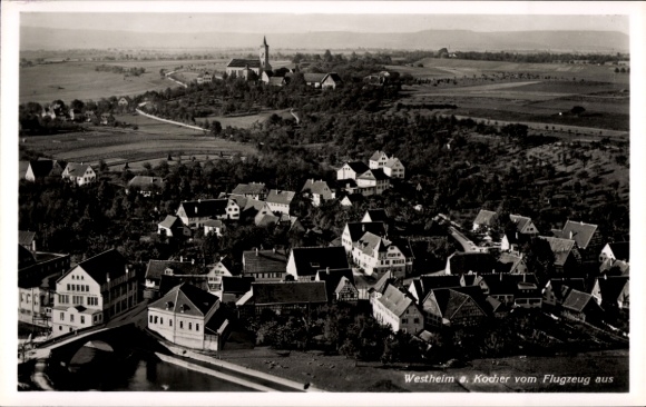 Postcard Westheim Rosengarten in Württemberg, aerial photograph