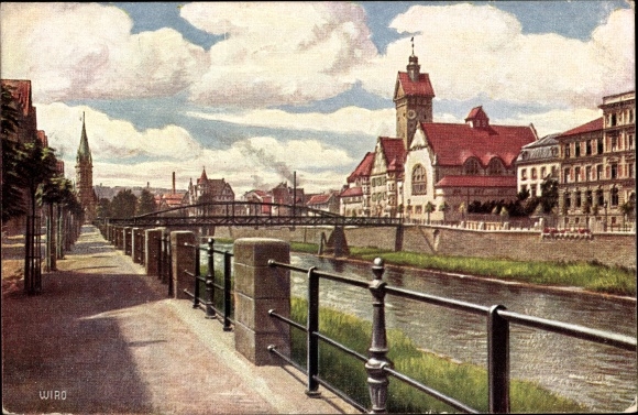 Artist PC Pforzheim in the Black Forest, Stadtbad, trade school, Enz, Wiro 2678 A