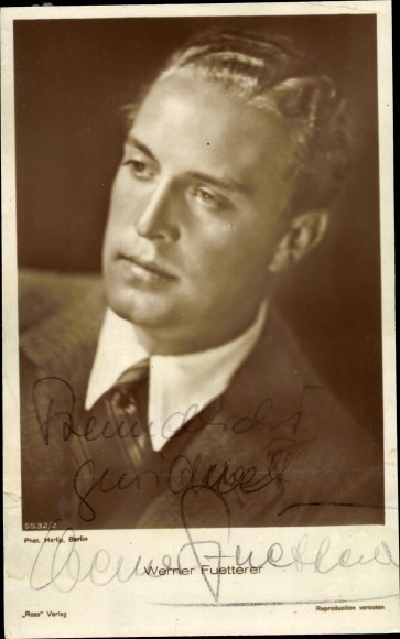 Postcard actor Werner Fuetterer, portrait, autograph