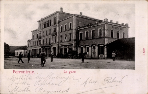 Postcard Pruntrut Porrentruy Canton Jura, train station