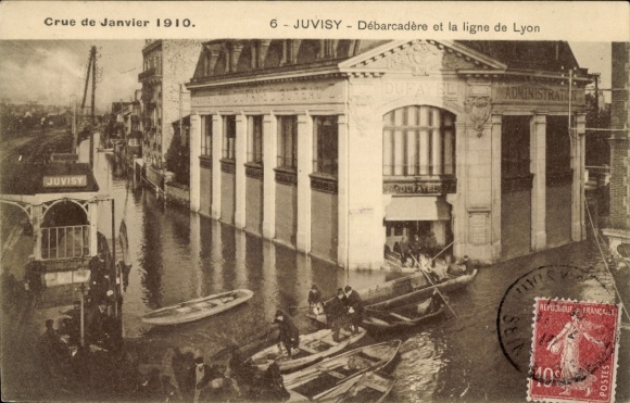 Ak Juvisy, Hochwasser im Januar 1910