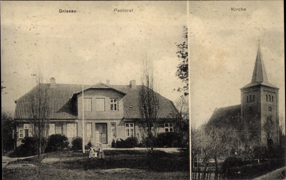 Ak Gnissau Ahrensbök in Ostholstein, Pastorat und Kirche