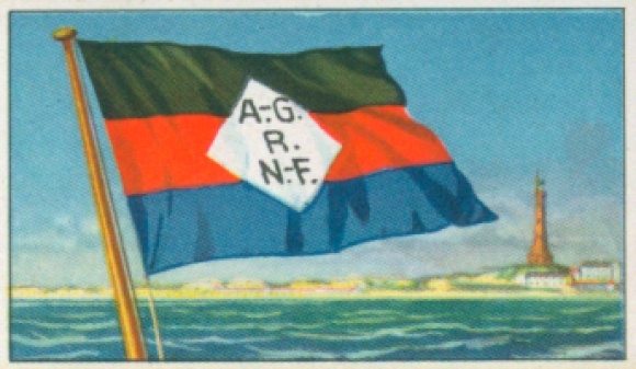 Verzamelfoto rederij vlaggen van de wereld koopvaardijvloot nr. 3, rederij Norden-Frisia, Norderney