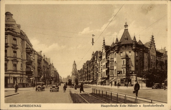 Ak Berlin Schöneberg Friedenau, Hauptstraße Ecke Hähnelstraße und Sponholz-Straße