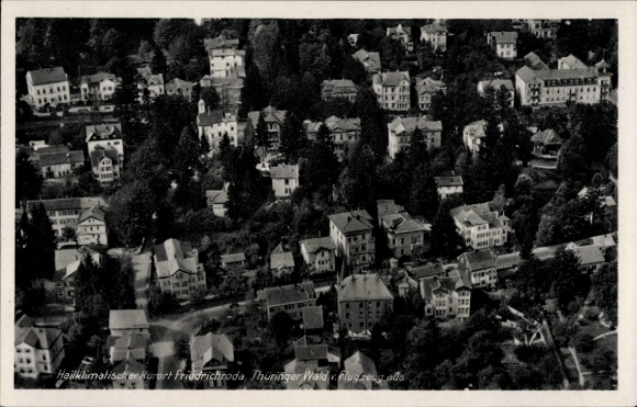 Postcard Friedrichroda in the Thuringian Forest, aerial view of the Thuringian Forest, health resort, healing climate