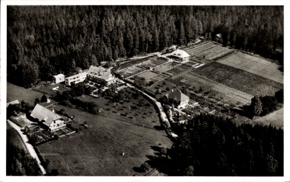 Ak Königsfeld im Schwarzwald Baden, Fliegeraufnahme Sanatorium Kinderweide