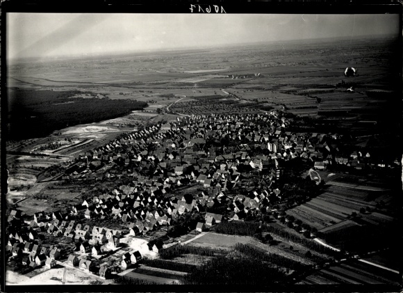 Postcard Sandhausen near Heidelberg, The picture shows an aerial photograph of Sandhausen.